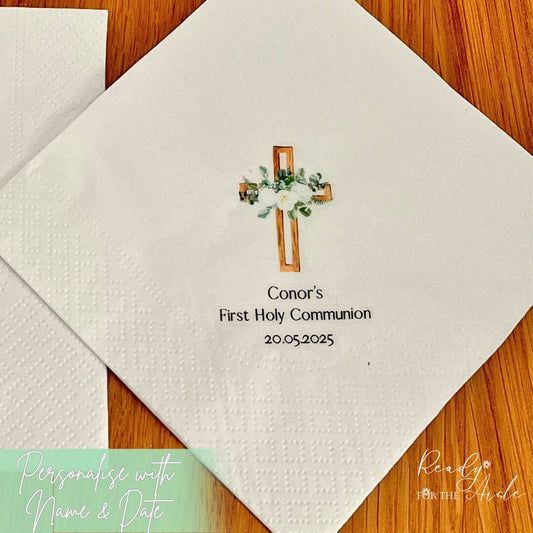 First Communion napkins / 1st communion party napkins / Holy communionㅣ Confirmation ㅣChristening / Naming ceremony ㅣ Baptism - Napkins x 12