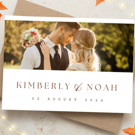Minimalist Wedding Thank You Cards with Custom Photos,  Autumn Thank You Card with Pictures, Folded Personalised Photo Cards with Envelopes