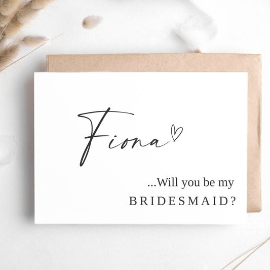 Personalised Will you be my bridesmaid Card, Minimalist Proposal Cards, Bridal Party Cards, CLASSIC ELEGANT DESIGN,  editable download