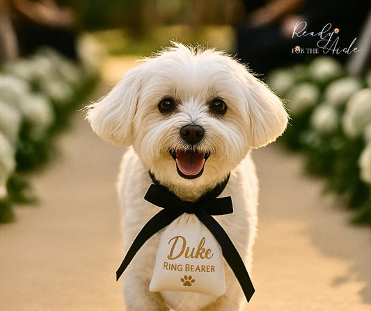 Dog Ring Bearer | Wedding Ring Bearer Pouch for Dogs | Wedding Ring Box for Dog Collars | Personalised Pet Wedding Ring Holder | Dog Wedding