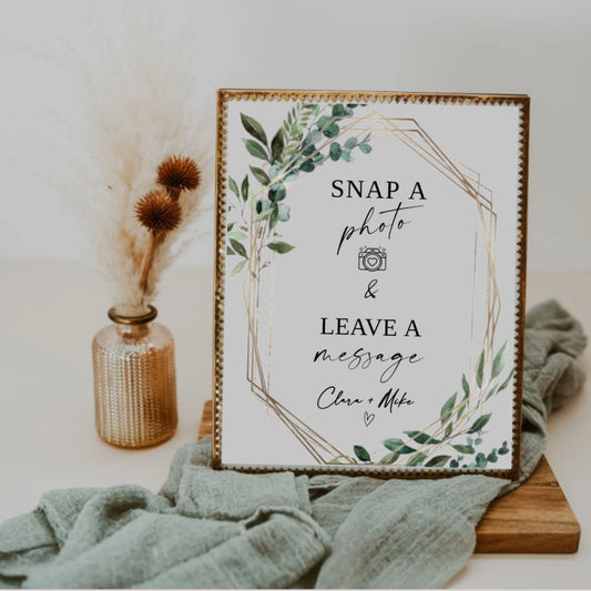 Greenery Wedding Photo Guestbook Sign, Photo Guest Book Sign, Photo Guestbook Printable, Personalized Wedding Guestbook Sign, INSTANTLY EDIT