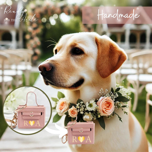 Dog Flower Collar for Wedding with Ring Bearer Box | Dog Ring Bearer | Wedding Ring Bearer Pouch for Dogs | Handmade Flower Collar For Dogs