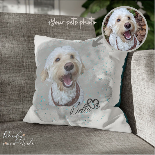 Dog Cushion Cover, Custom Dog Pillow, Personalised Pet Cushion, Dog Portrait Gift, Watercolour Dogs, Dog Portrait Cushion, Cushion with pet