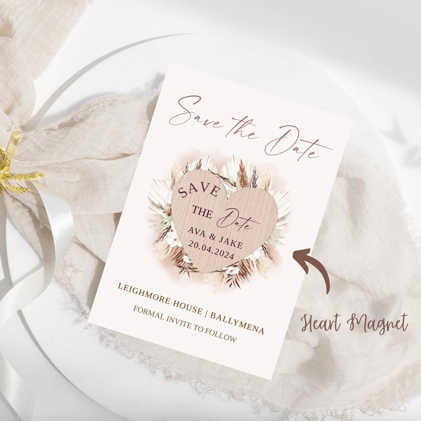 Save The Date Cards with Wooden Magnets | Rustic Save The Dates with Envelopes | Modern Elegant Save The Dates | Greenery Save The Dates
