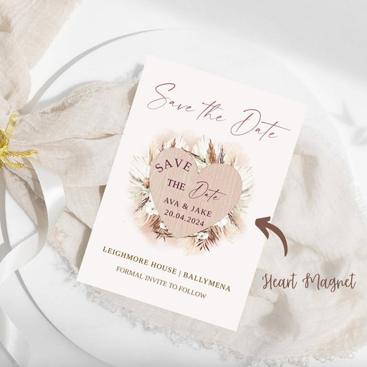 Save The Date Cards with Wooden Magnets | Rustic Save The Dates with Envelopes | Modern Elegant Save The Dates | Greenery Save The Dates