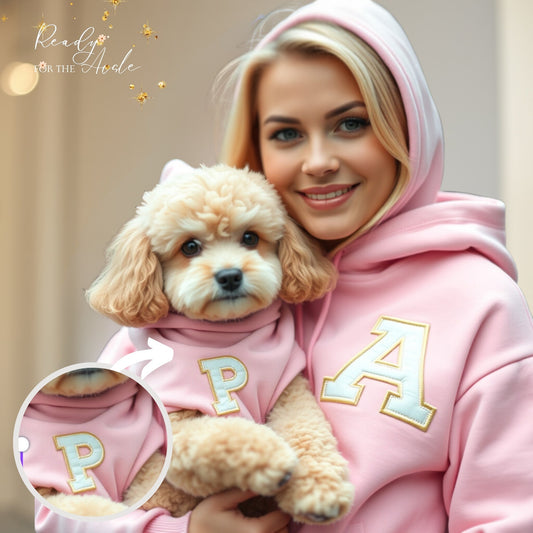 Matching Pet and Owner Hoodies | Dog and Owner Outfit | Dog Lover Gift | Pet Hoodie with Personalised Embroidered Name Initial |Matching Pet