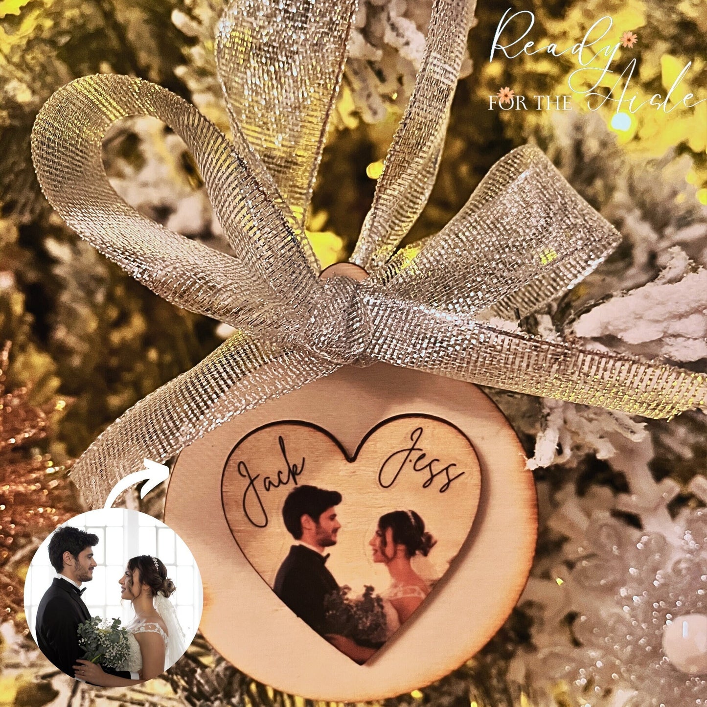 First Christmas as Mr & Mrs Decoration | First Christmas Married Keepsake Bauble Gift Ornament | Wooden Heart Christmas Decoration | Xmas