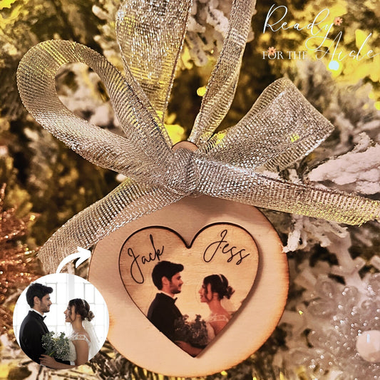 First Christmas as Mr & Mrs Decoration | First Christmas Married Keepsake Bauble Gift Ornament | Wooden Heart Christmas Decoration | Xmas