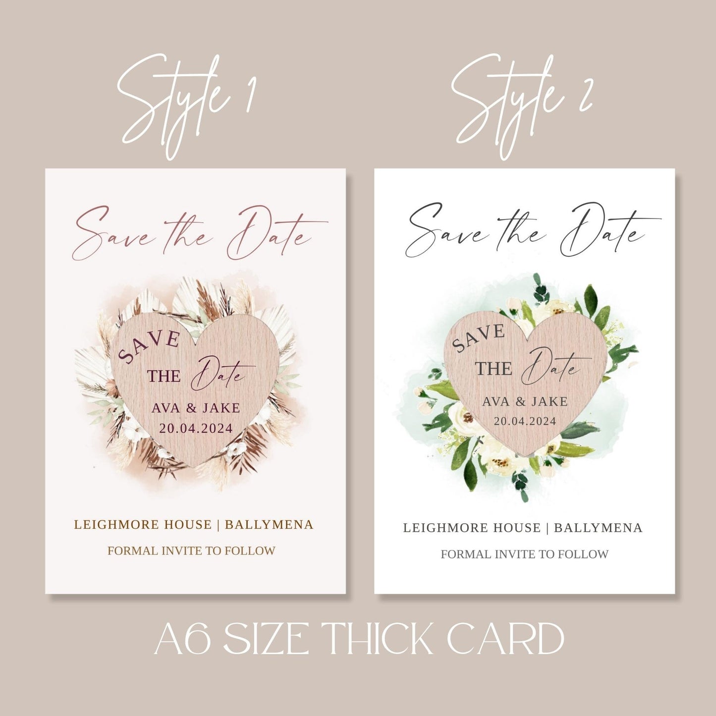 Save The Date Cards with Wooden Magnets | Rustic Save The Dates with Envelopes | Modern Elegant Save The Dates | Greenery Save The Dates