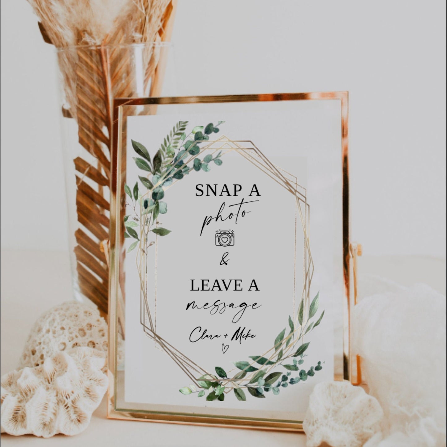 Greenery Wedding Photo Guestbook Sign, Photo Guest Book Sign, Photo Guestbook Printable, Personalized Wedding Guestbook Sign, INSTANTLY EDIT