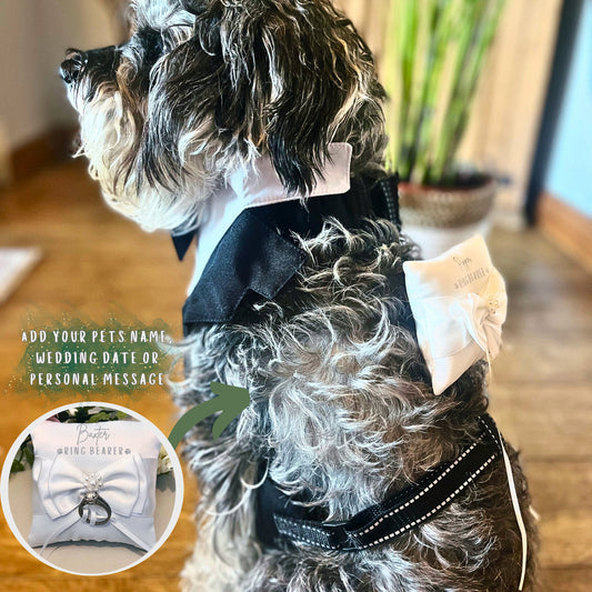 Dog Ring Bearer Pillow | Dog Ring Holder | Ring Bearer Pillow For Harness | Dog Tuxedo Harness Outfit | Dog Wedding Outfit | Dog Ring Bearer
