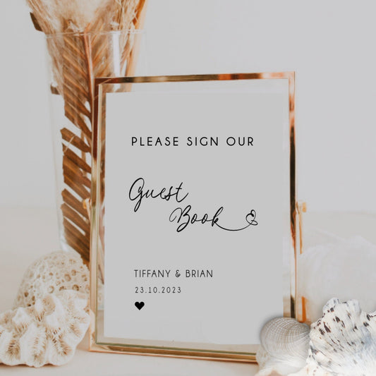 Wedding Guestbook Sign Template, Sign Our Guestbook Printable, Minimalist Wedding Guestbook Sign, Modern Wedding Signage, EDIT With TEMPLETT
