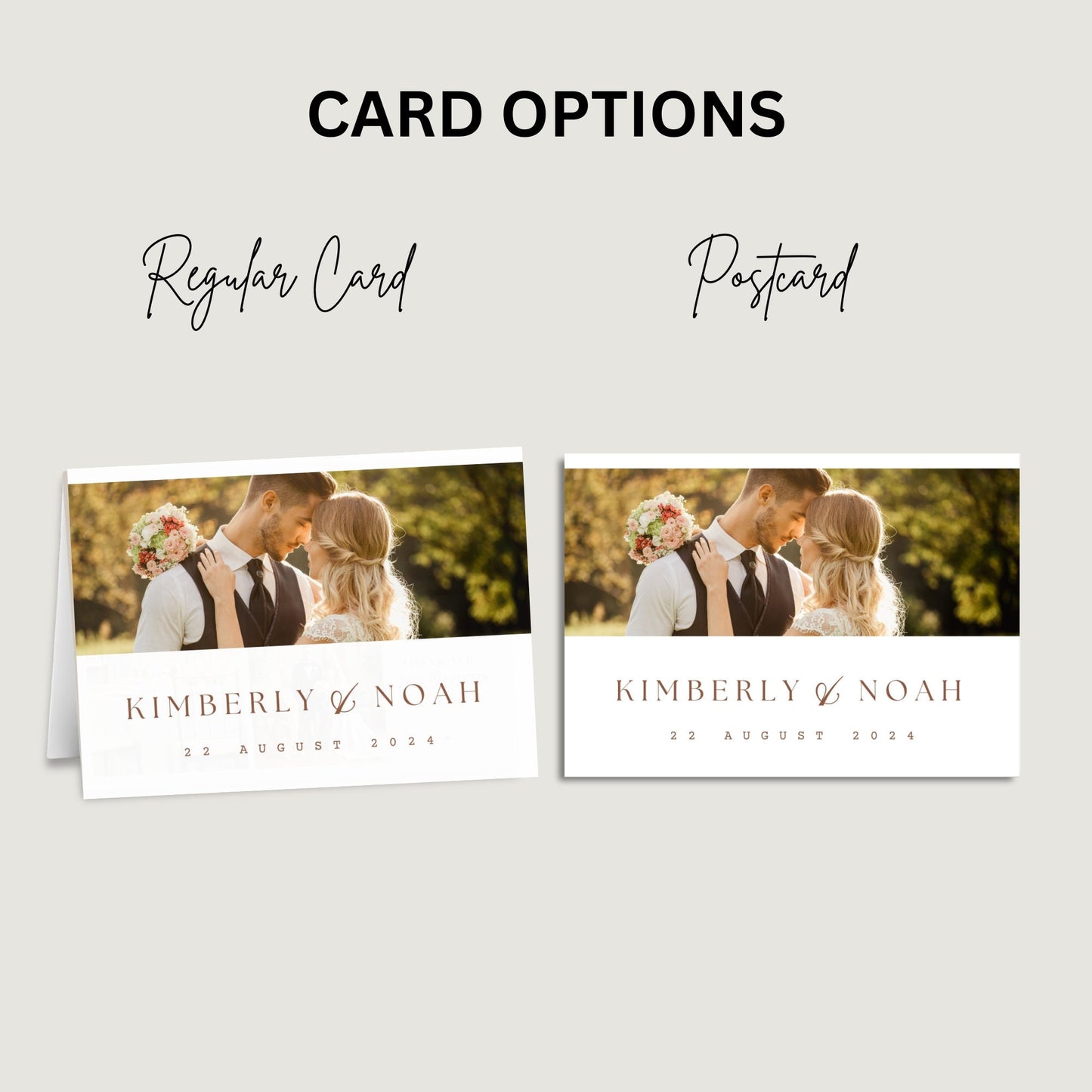 Minimalist Wedding Thank You Cards with Custom Photos,  Autumn Thank You Card with Pictures, Folded Personalised Photo Cards with Envelopes