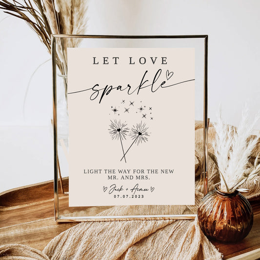 Wedding Sparklers Sign, Sparkler Send Off Sign Printable, Wedding Firework Sign, Modern Minimalist Wedding Sign, Wedding Table Sign,Templett