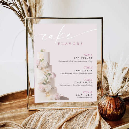 Cake Flavours Sign, Minimalist Desserts Sign, Printable Dessert Bar Sign, Wedding Cake Flavours Sign, Edit with TEMPLETT